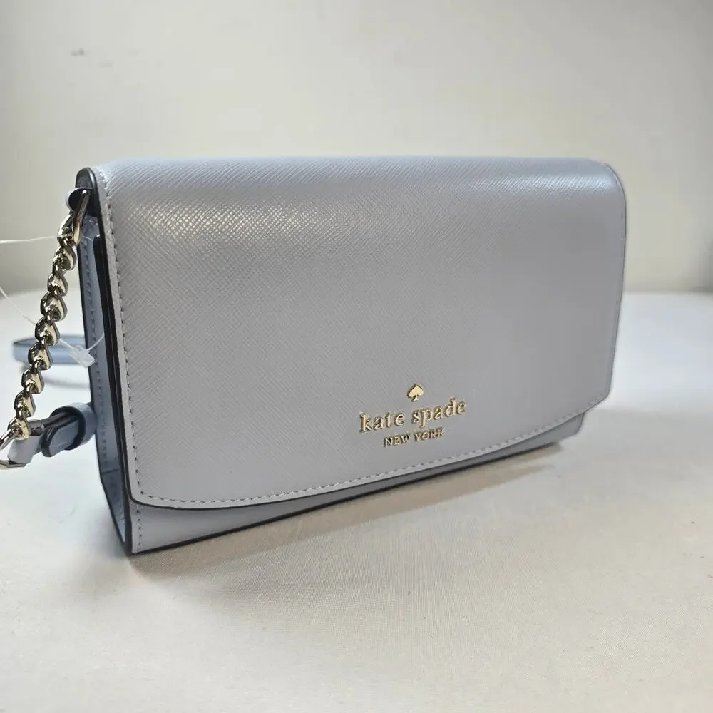 NWOT Kate Spade Staci Small Flap Crossbody in Pale Hydrangea. Retails $249